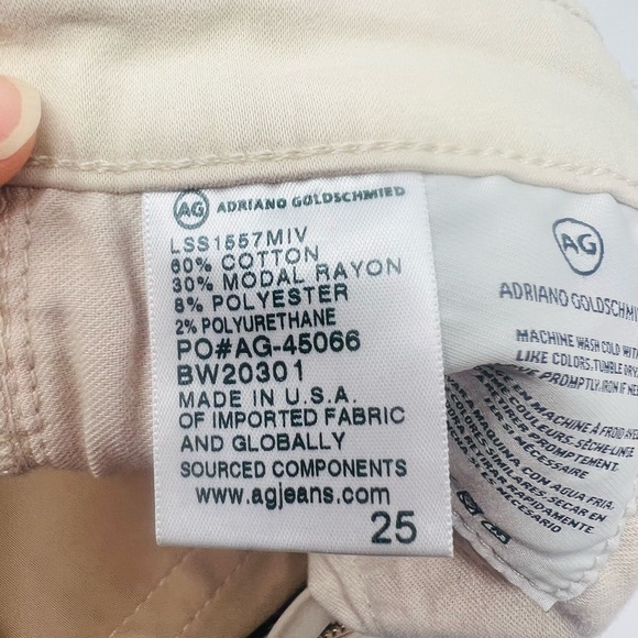 NWT AG Adriano Goldschmied Jeans The Prima Crop Khaki Size 25 - Picture 9 of 9
